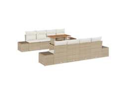 Conjunto 9 Sofá De Jardim Vidaxl Bege Vime Pe (100 X 55 X 73 Cm)