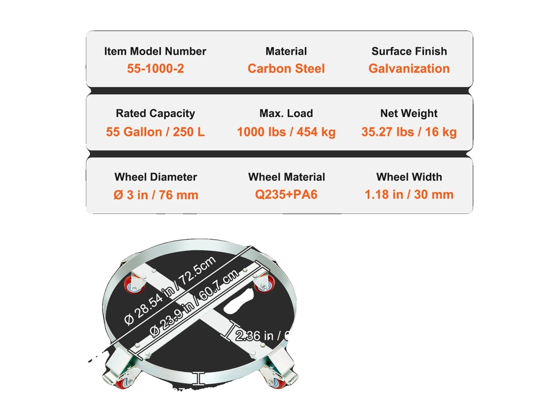 Carrinho De Bateria, Construção Robusta, Mobilidade Suave, C 2pcs