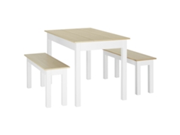 Conjunto de mesa de jantar com 2 bancos embutidos para 4-6 pessoas, aglomerado | S/MARCA