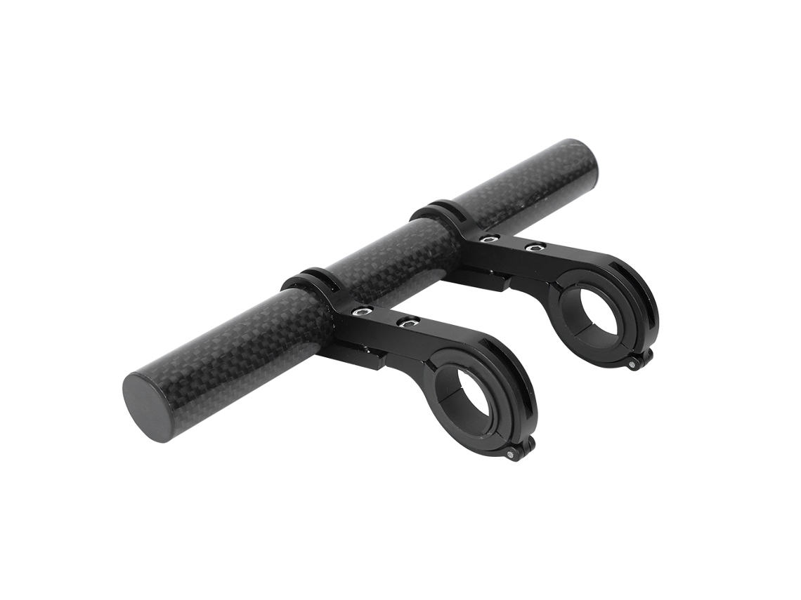 Soporte Extensible Para Bicicleta Con Doble Abrazadera, Porta-luz Y Placa De Código, Extensor De Manubrio, Carbono Negro