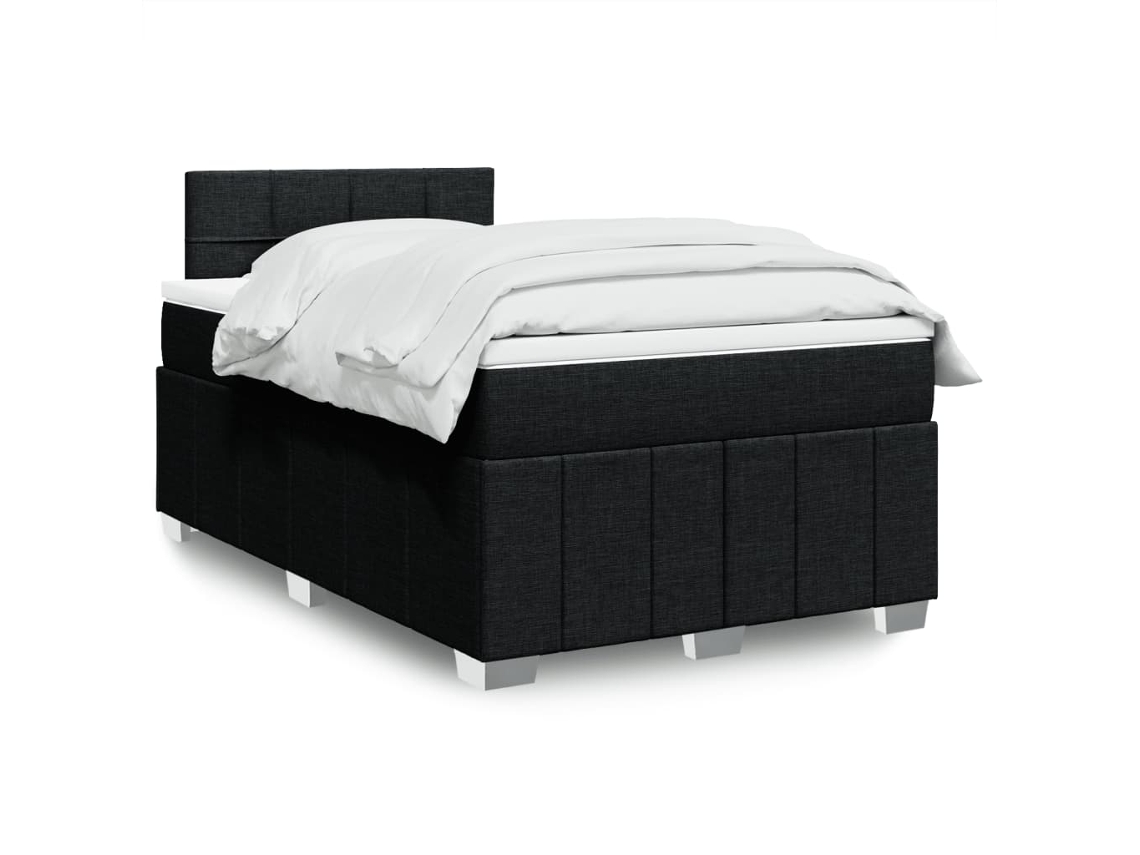 Vidaxl Cama Boxspring Com Colchão 120x190 Cm Tecido Preto