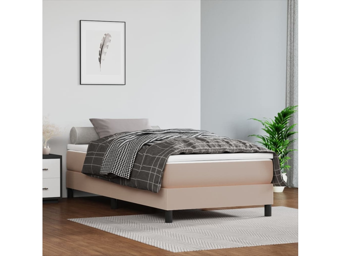 Estrutura De Cama 90x190 Cm Couro Artificial Cappuccino