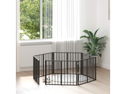 Vidaxl Portão Para Cachorros 6 Unid. Preto 80 X 60 Cm Aço Galvanizado
