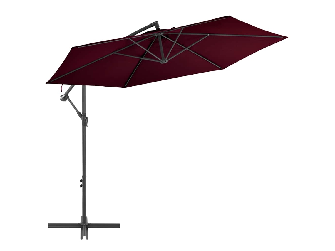 Vidaxl Guarda-sol De Jardim Cantilever C/ Poste Alumínio 300 Cm Bordô