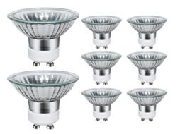 Lurelia Pack De 8 Lâmpadas Halógenas Gu10 35w 220v 2800k 700lm, Branco Quente, Regulável, Cápsula Transparente, Para Teto
