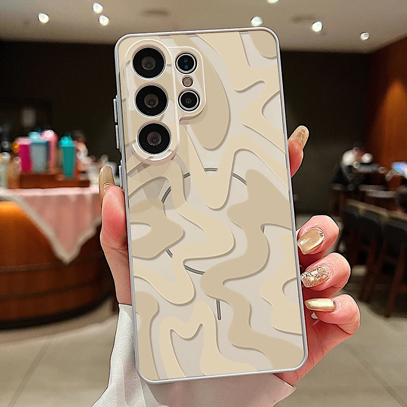 Capa Magnética Para Celular Galaxy S23 Fe Com Estampa Listrada (cinza).