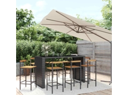 Vidaxl 9 Pcs Conjunto De Bar P/ Jardim Vime Pe/acácia Maciça Preto