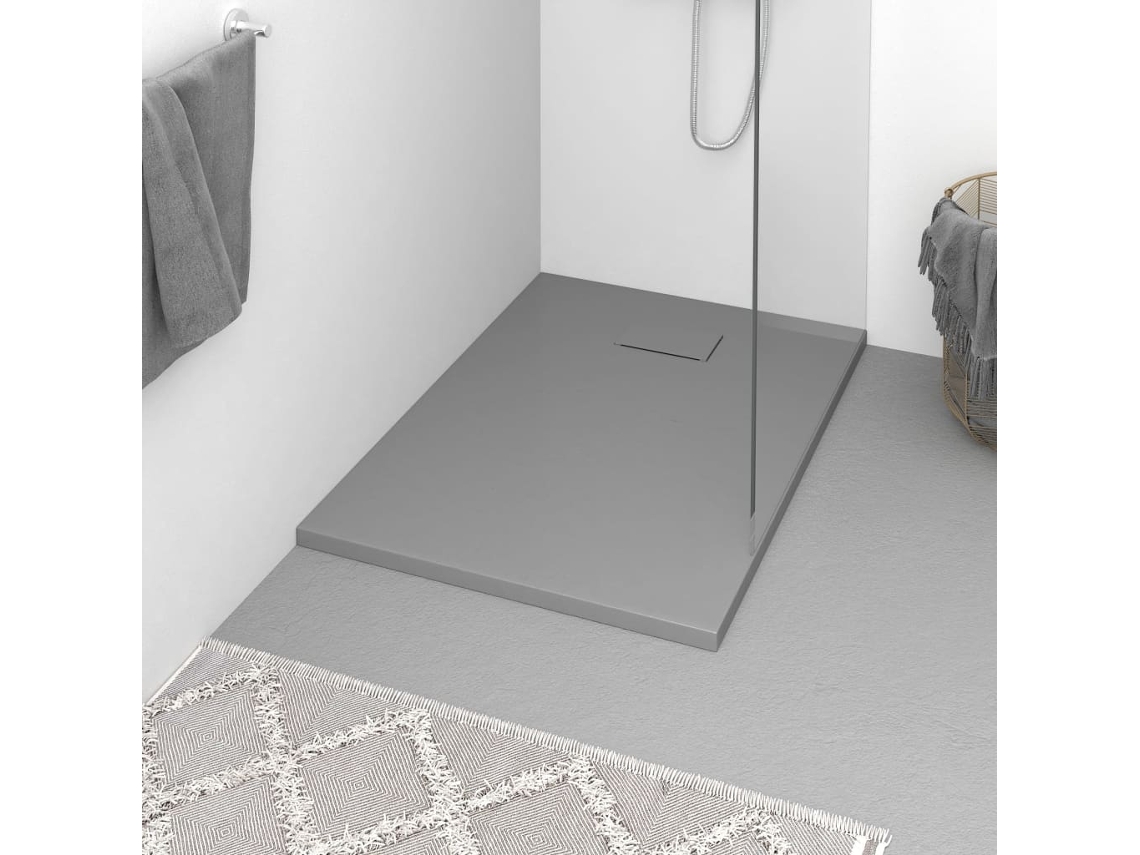 Vidaxl Base De Chuveiro Smc 100x70 Cm Cinzento