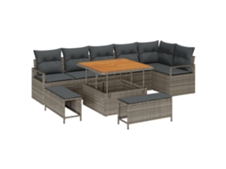 Conjunto 9 Conjunto De Sofá De Jardim Vidaxl Cinzento Vime Pe (100 X 100 X 71 Cm)