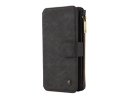 Capa de Telefone Samsung Galaxy S8plus de Couro de Duas Camadas Preta Protetora EOOCOO (estilo Carteira com Gaiolas para Cartões)