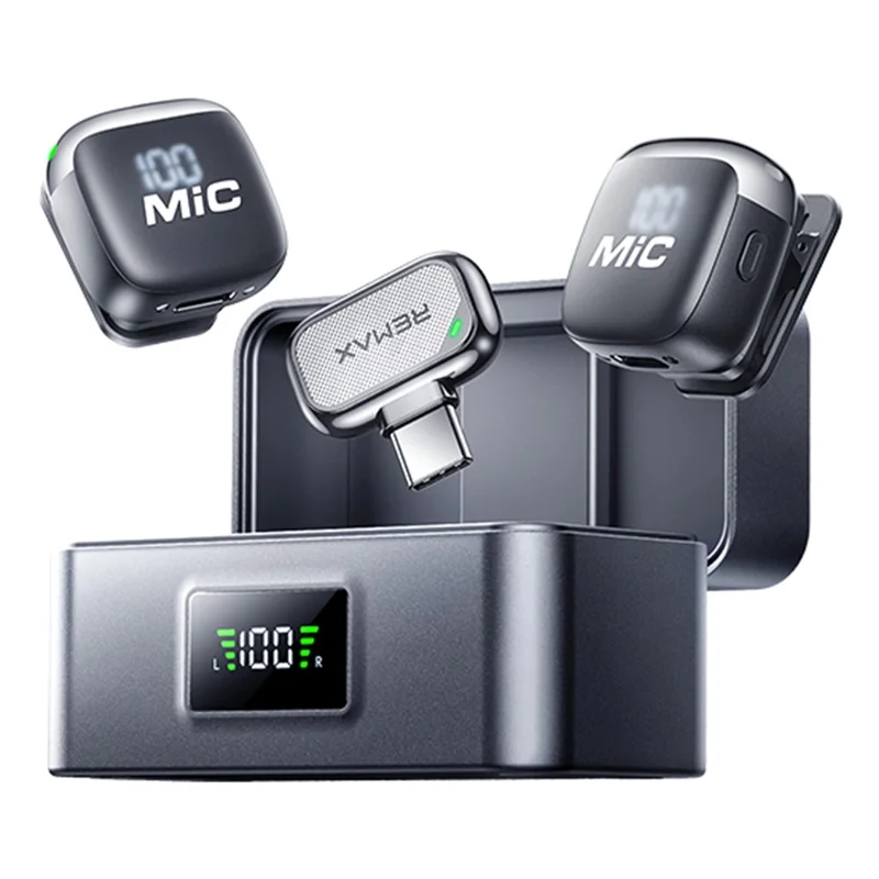 Microfone Zruxe K27 Sem Fios Com Cancelamento De Ruido E Ecrã Digital (clip-on, Type-c, Para Streaming)