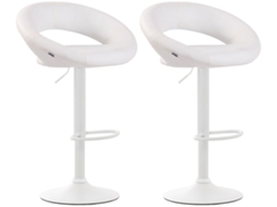 Conjunto de 2 bancos de bar Olinda em imitação de pele branco/branco CLP