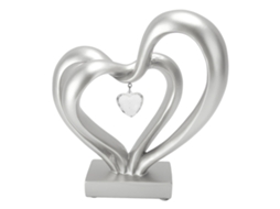 Escultura de Coração Duplo Resina Casal Aniversário Bs20621