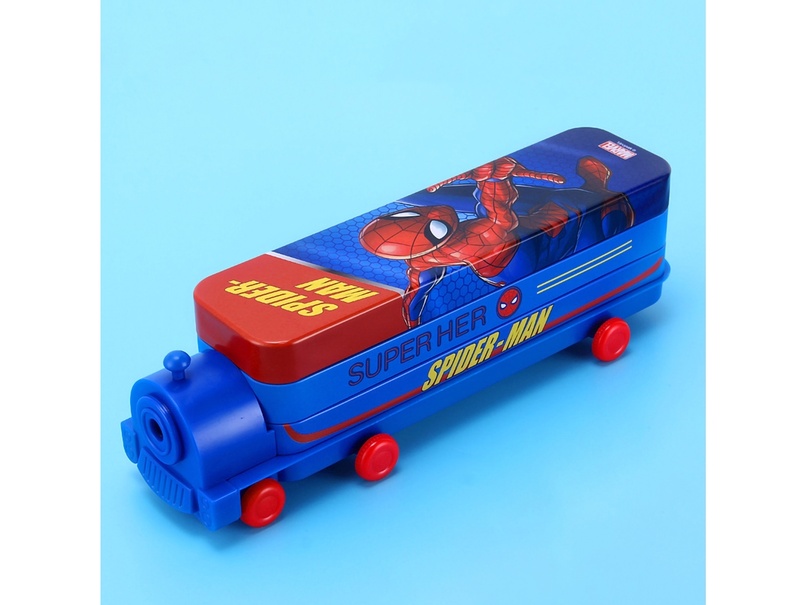 Estuche de Lápices Infantil Tren Doble Capa Capacidad Grande Estuche Escolar Spiderman Azul Oscuro
