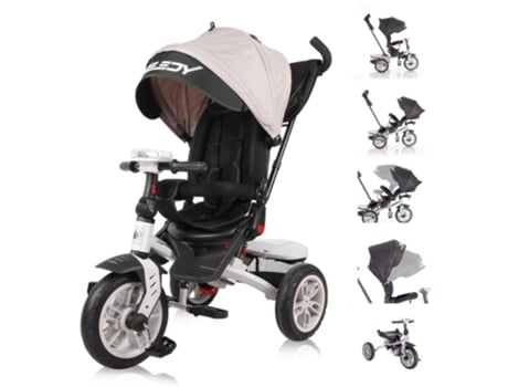 Triciclo Evolutivo Speedy Air Com Rodas De Borracha, Assento Giratório 360º E Capô Lorelli Ivory