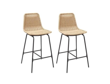 Conjunto De Cadeiras De Bar E Ilha Kuta Em Metal Com Assento De Ratan 65cm Mob In