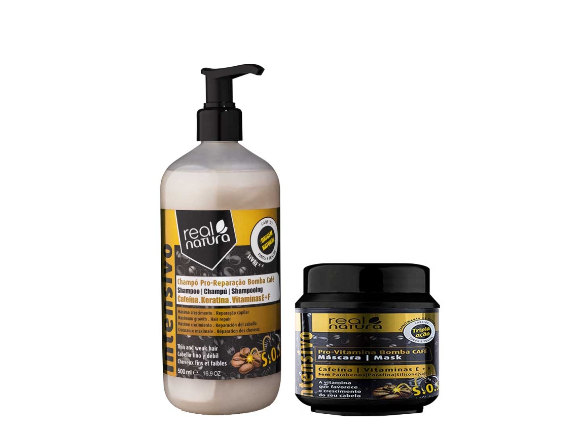 Champô REAL NATURA Pro-Vitamina Bomba Café Pack 2