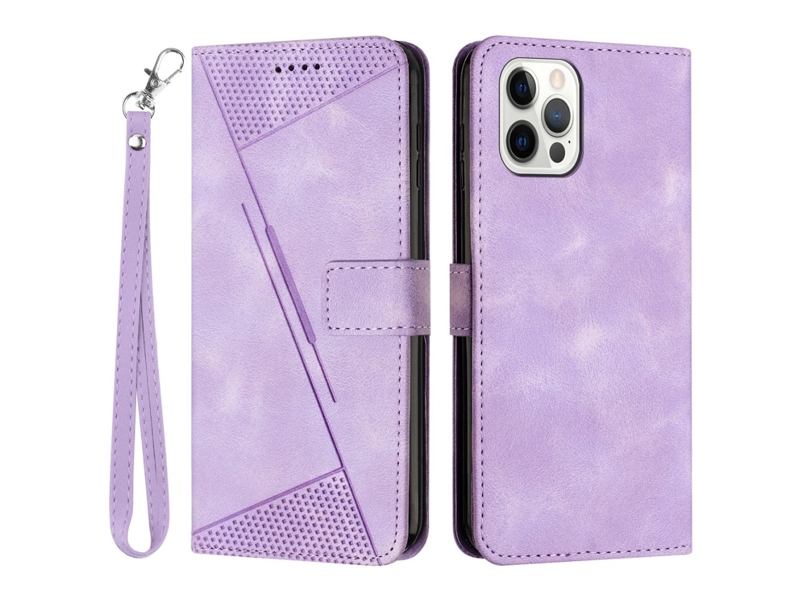 Capa Pega Para Iphone 15 Pro Pele Sintética Roxo