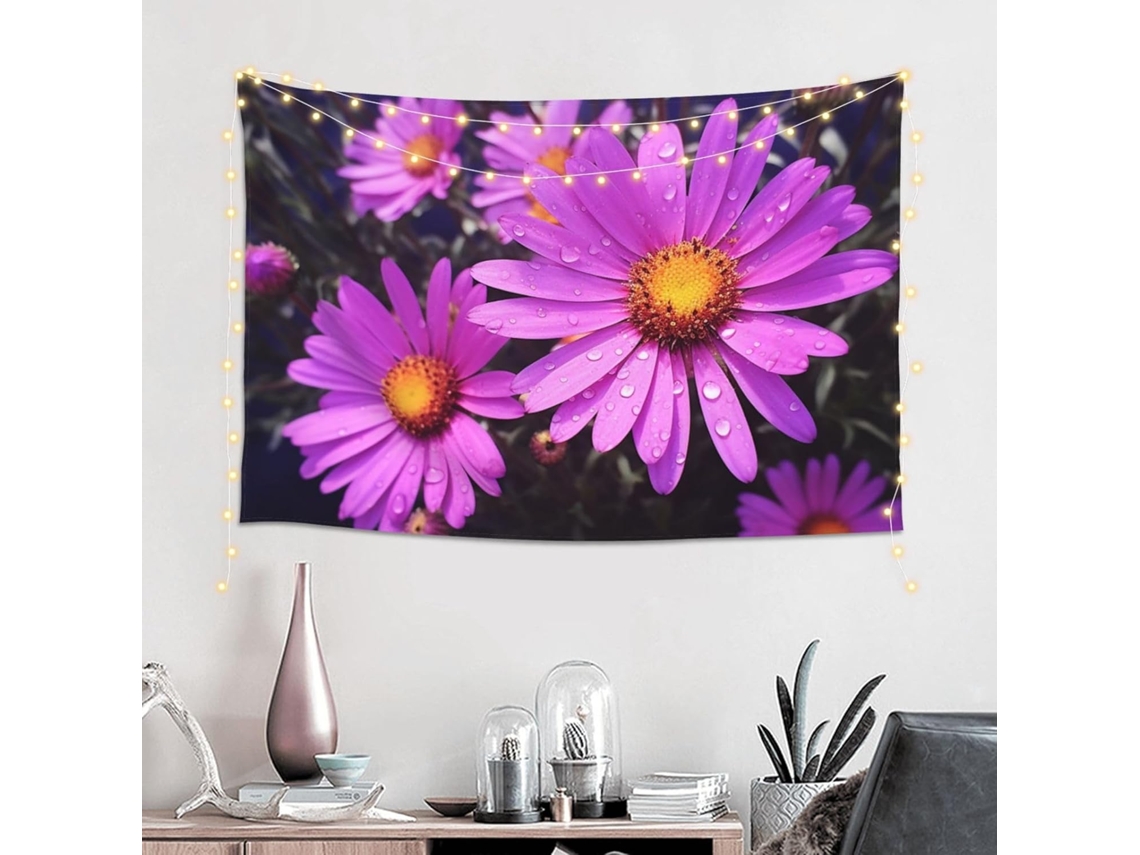 Tapeçaria Parede Com Estampa Floral Roxa, Decoração Parede Quarto E Sala Estar, 152 X 102 Cm (60 X 40 Polegadas)
