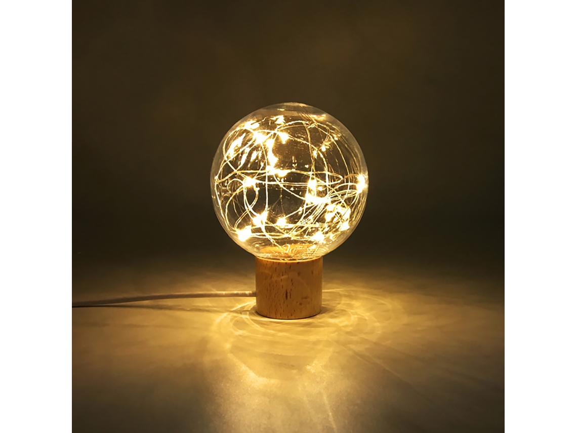 Luz Led Inovadora Base De Madeira Decoração Romântica