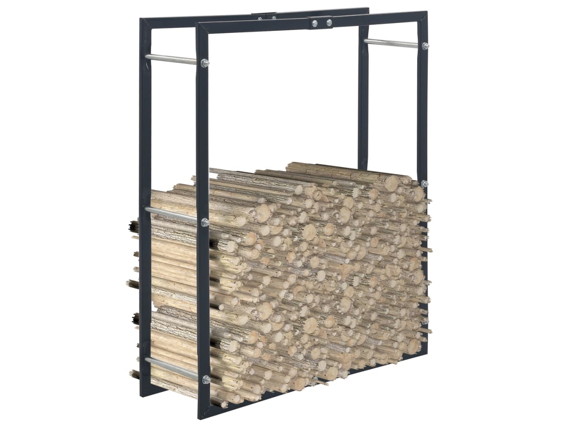 Vidaxl Suporte Para Lenha 80x25x100 Cm Aço Preto