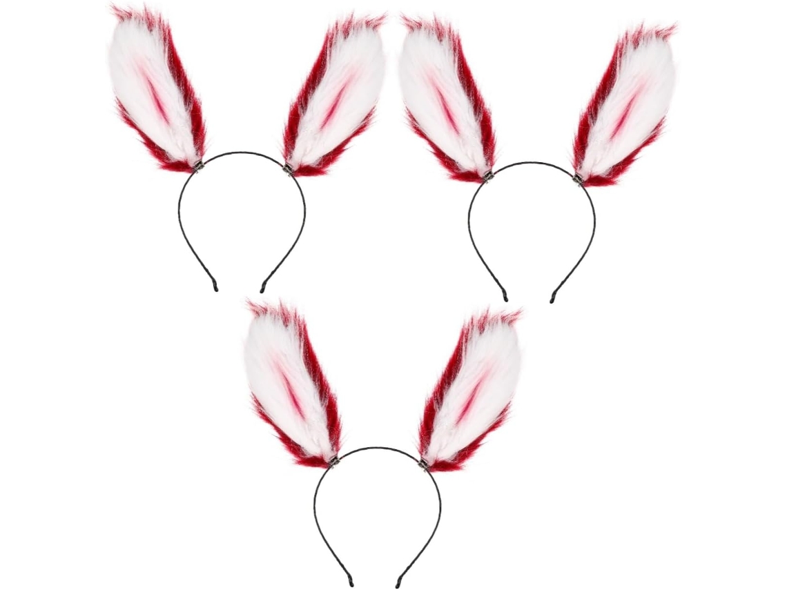 Tiara Decorativa De Orelhas De Coelho De Pelúcia (3 Peças) Para Cosplay E Eventos - Acessório Feminino