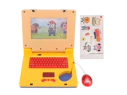 Primerox laptop Educacional para Crianças com Mouse, Música Led e Desenvolvimento Cognitivo Amarelo