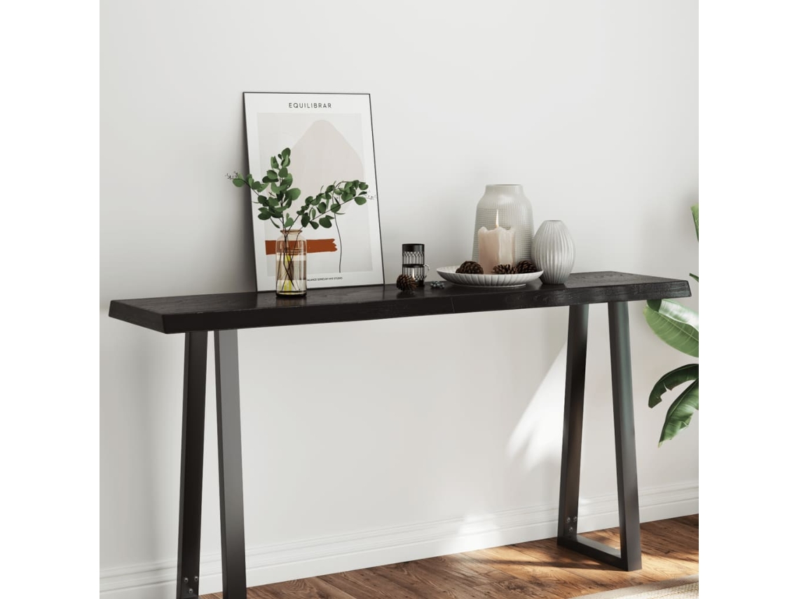 Tampo De Mesa Com Bordas Vivas Maciço Tratado Castanho Escuro Lovely Home