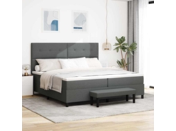 Vidaxl Cama Box Com Cabeceira Cinza Escuro 200 X 200 Cm Tecido