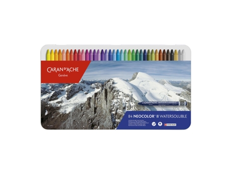 Lápis de Cera Carand´Ache Neocolor Ii Caixa Metálica com 84 Cores