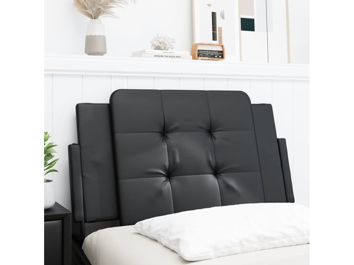 Vidaxl Almofadão De Cabeceira Zadar 80 Cm Couro Artificial Preto