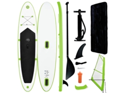 Vidaxl Conjunto Prancha Paddle Sup Insuflável C/ Vela Verde/branco