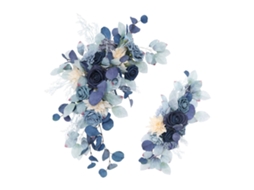 Arco de casamento ocean azul com flores de seda e pé, 70x50cm LAXISCREED