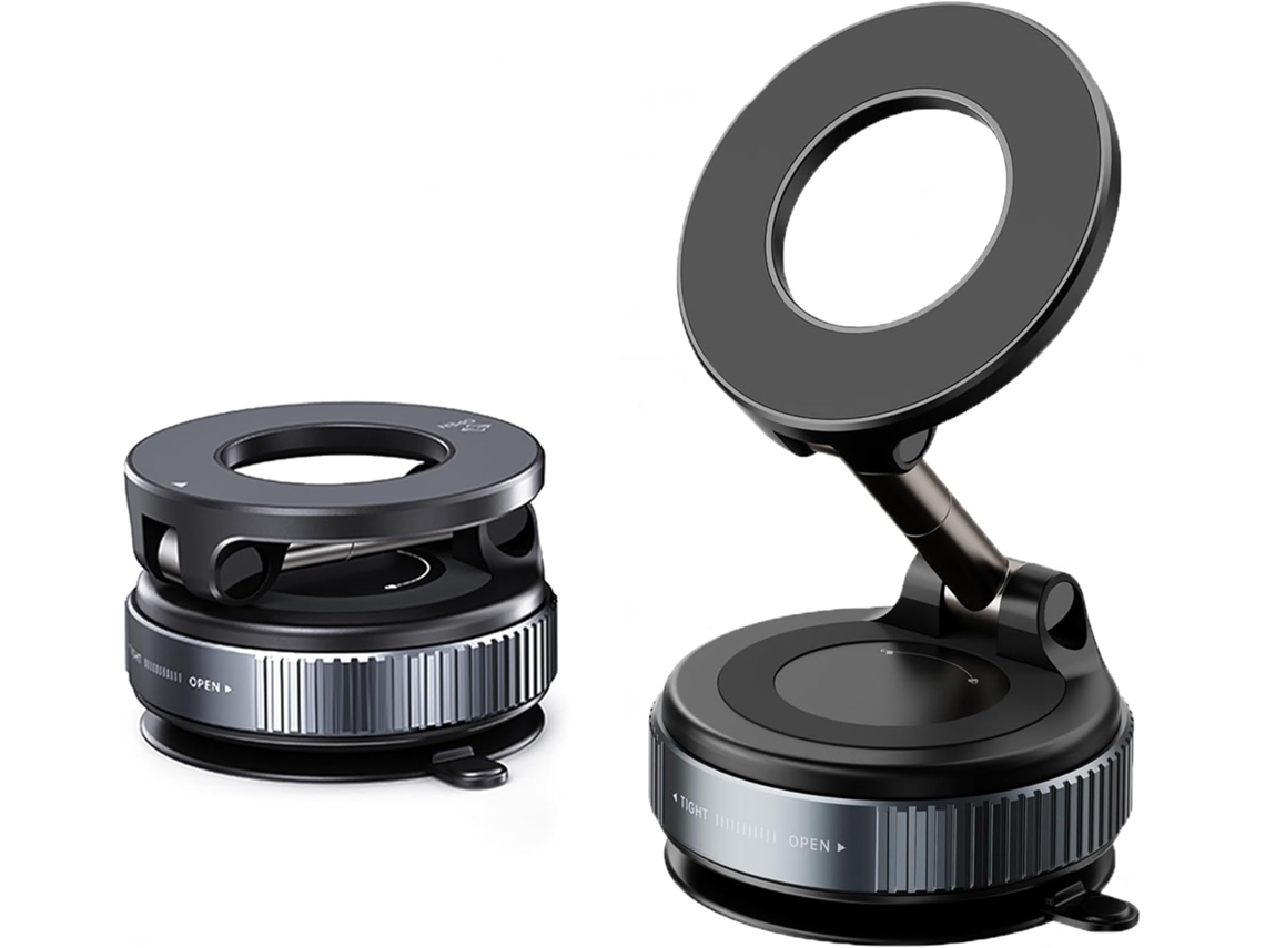 Suporte Magnético Para Celular Veicular Com Ajuste Em Dois Eixos, Ventosa, Dobrável E Com Rotação De 360°, Ideal Para Carros E Outras Ocasiões.