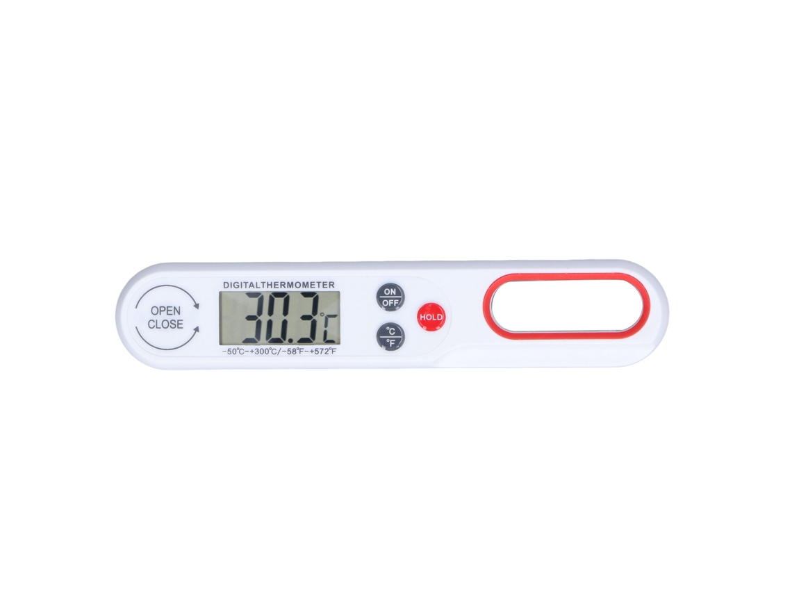 Termômetro Digital de Alimentos com Leitura Instantânea, Preciso, Dobrável, para Churrasco e Cozimento, Bateria Inclusa . AQUAFORGE (branco)