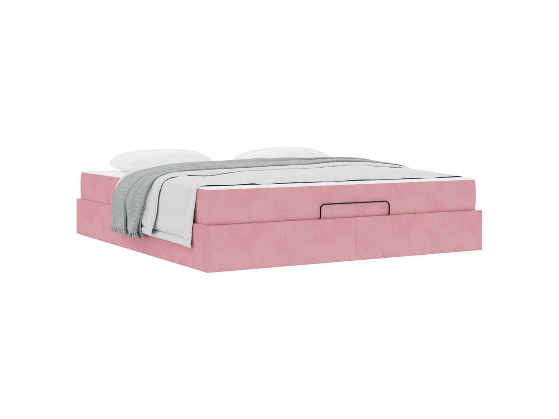 Estrutura de Cama com Colchão com Colchão 2 Pcs Rosa Veludo MAISON EXCLUSIVE