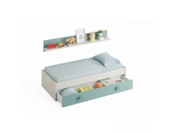 Cama de casal júnior Yuki Branco Alpes - Verde Acqua 201 x 43 x 98 cm