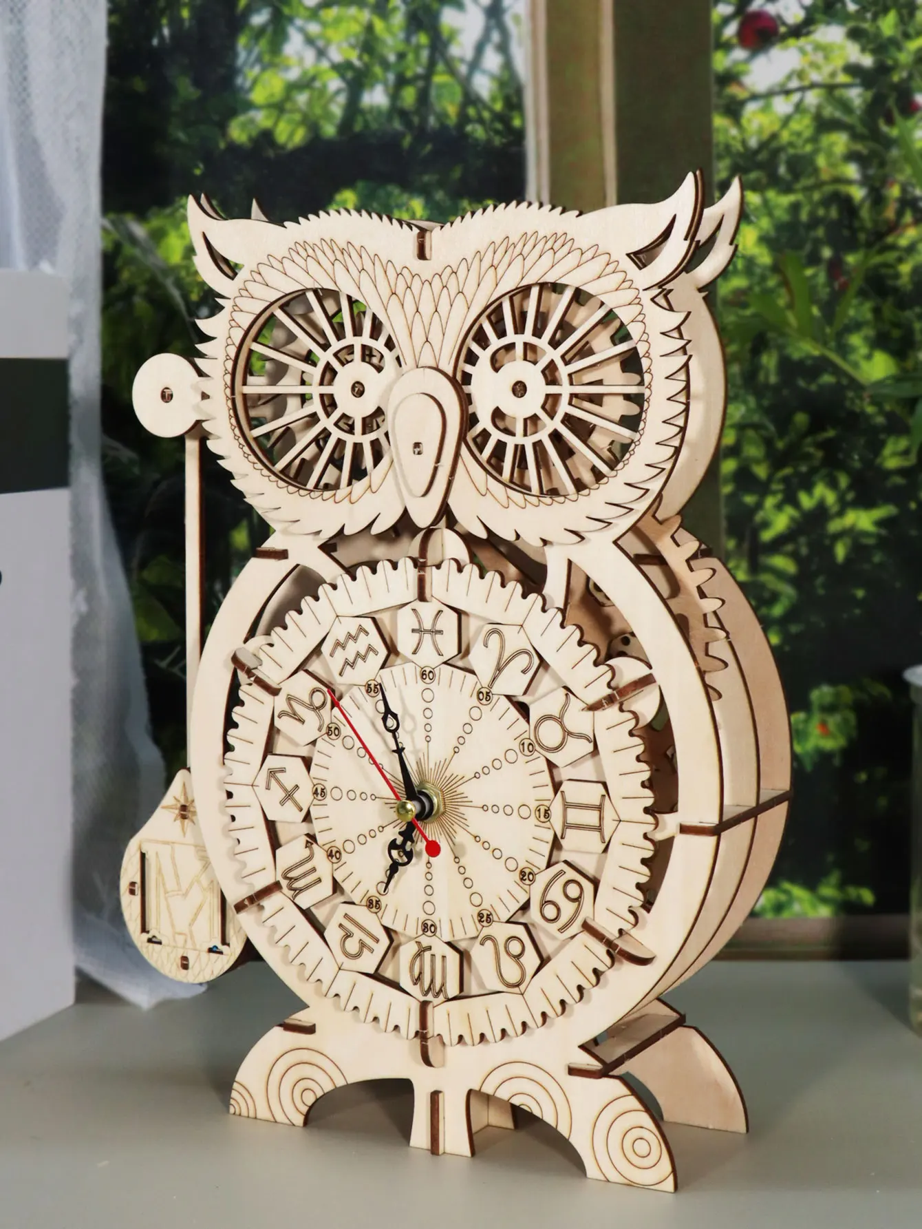 Kit de Quebra cabeça 3d de Coruja em Madeira para Montar um Relógio Artesanal. MDUG