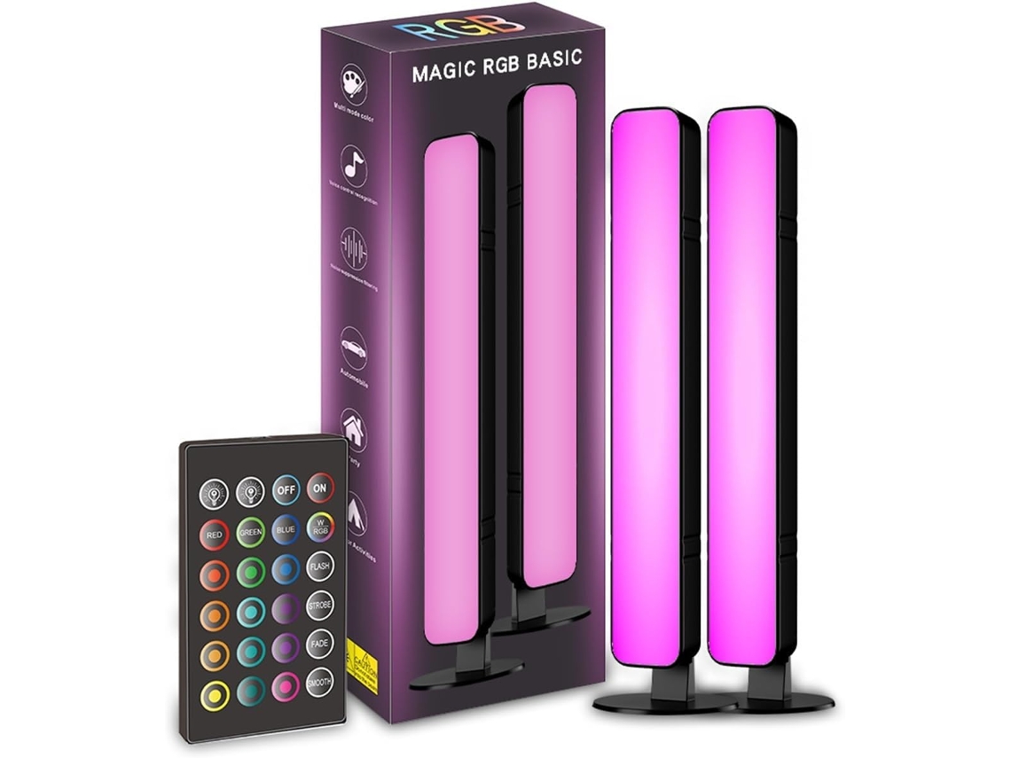 Luminária de Ambiente Rgb Colorida com 24 Botões para Quarto, Luminária de Ambiente com Absorção Som para Jogos no Computador BRILVIBERA