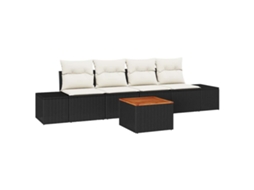 Maison Exclusive - Conjunto De Sofá De Jardim Com Almofada 5 Pcs Preto Vime Pe