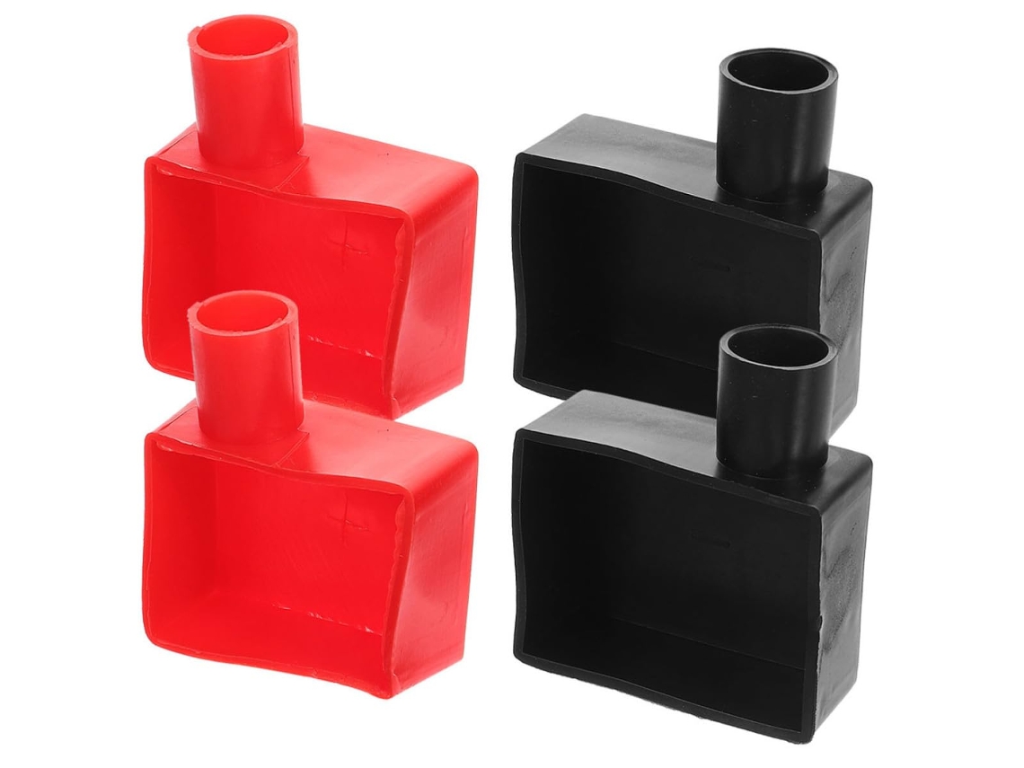 Conjunto de 4 protetores quadrados de silicone para terminais de bateria - Duráveis