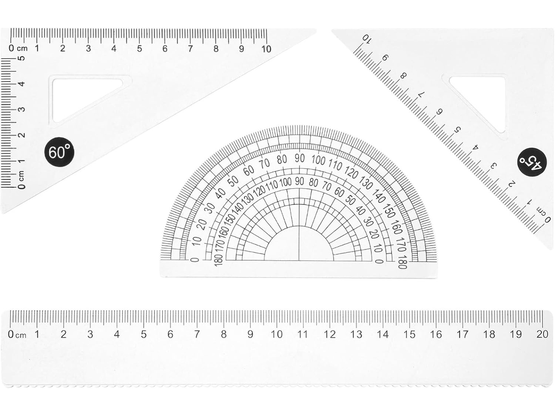 Lurelia Transferidor Transparente Multifuncional Resistente Plástico Para Desenho Técnico E Geometria