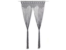 Vidaxl Cortina Em Macramé 140x240 Cm Algodão Antracite