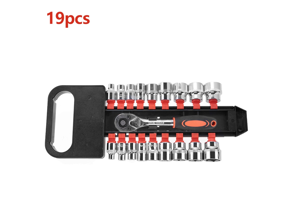 Kit De Ferramentas De Chave De Rato E Soquete 3/8 19pcs Para Reparo Manual