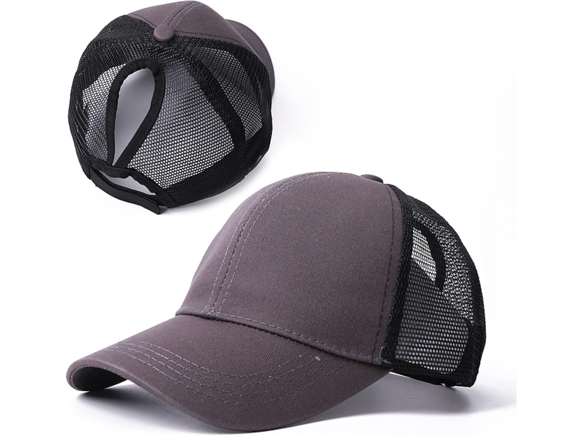 Boné de Beisebol Masculino com Abertura para Rabo Cavalo, Feminino Ajustável Coque, Preto e Rosa, Bonés Verão