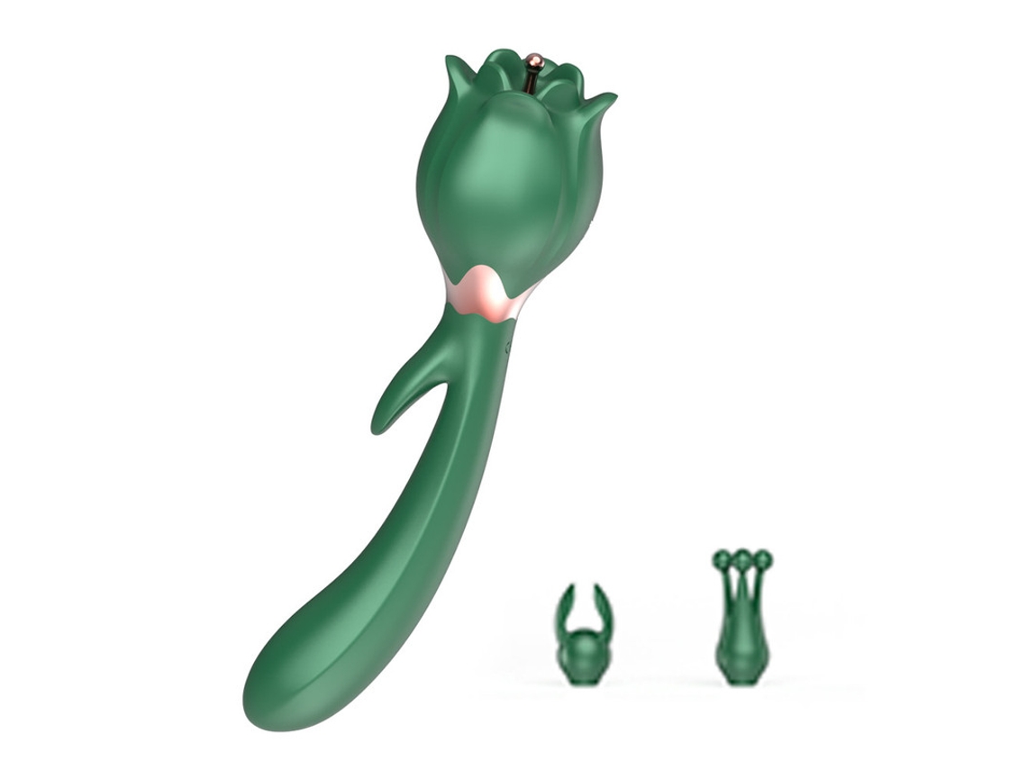 Vibrador Oscilante de Multifrequência 3 em 1 para Mulheres Verde YIZHOOD