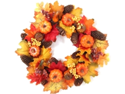 Guirlanda artificial de abóbora com flores de outono - Decoração de Natal, Halloween,