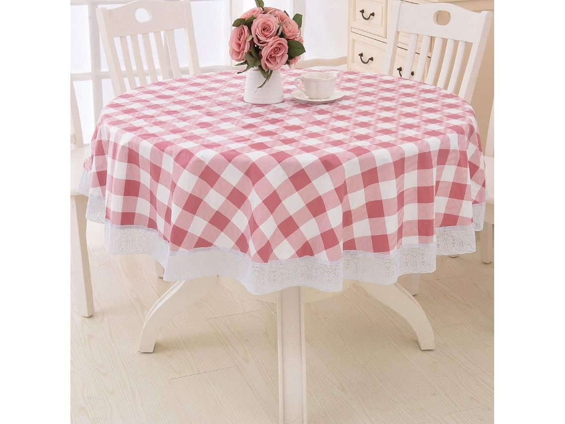 Toalha de Mesa Redonda de Renda de Vinil À Prova D'Água Pvc Plástico Limpável À Prova de Derramamento Manchas Toalha de Mesa Oleada Estilo 18 152 Cm