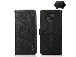 Capa De Couro Com Proteção Rfid Khazneh, Com Fecho Magnético Lateral, Estampa De Lichia, Para Motorola Moto G Power 2021.
