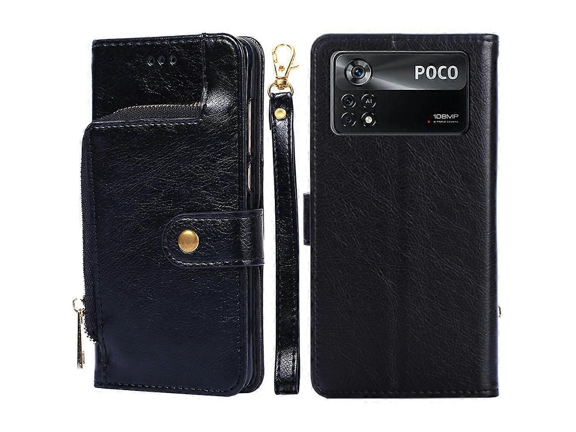 Capa De Couro Com Zíper Para Xiaomi Poco X4 Pro 5g